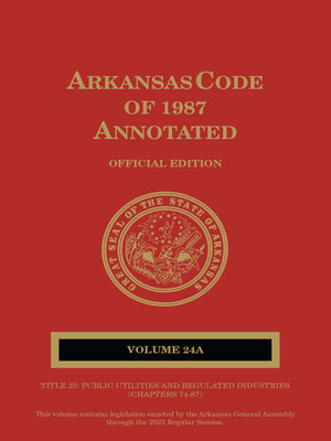 cover image of Arkansas Code of 1987 Annotated